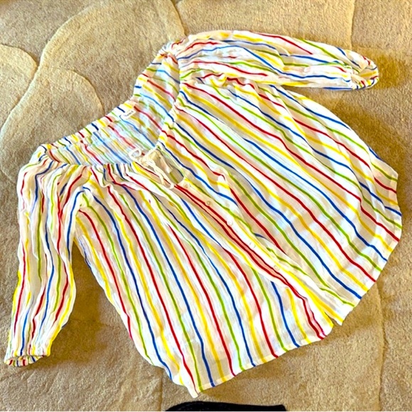 Vitamin A rainbow striped button down cover up with front tie size XS - Picture 1 of 5